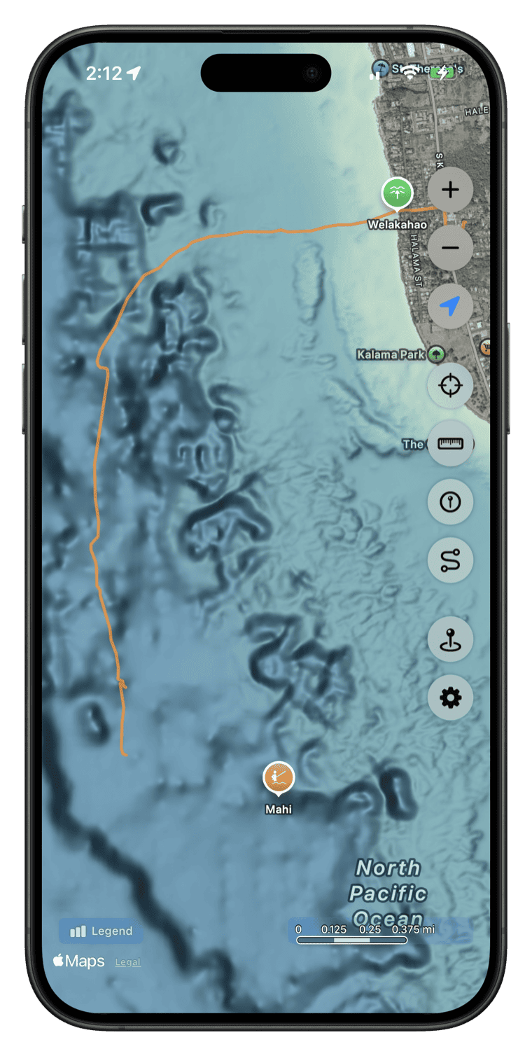 GPS track displayed on map with placemarks